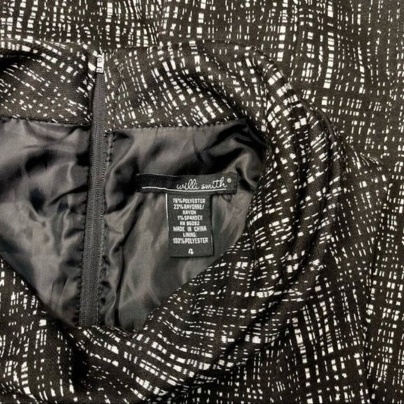 Willi Smith Black & Gray Printed Cowl Neck Sheath Dress 4 Small - Picture 9 of 10